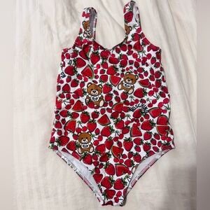 Moschino Teen White and Red Swimsuit